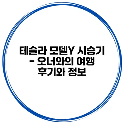 테슬라 모델Y 시승기 - 오너와의 여행 후기와 정보